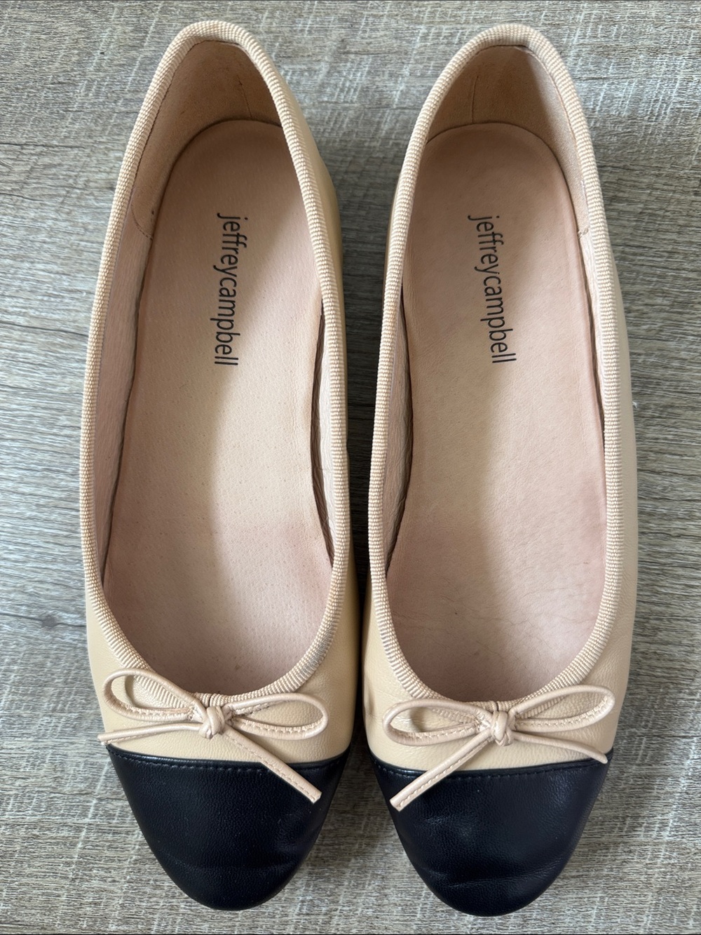 Jeffrey Campbell Two-Tone Beige and Black Ballet Flats
